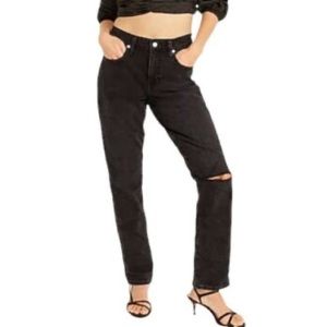 J. Crew New Slim Boyfriend Jeans Distressed Black Wash High Rise